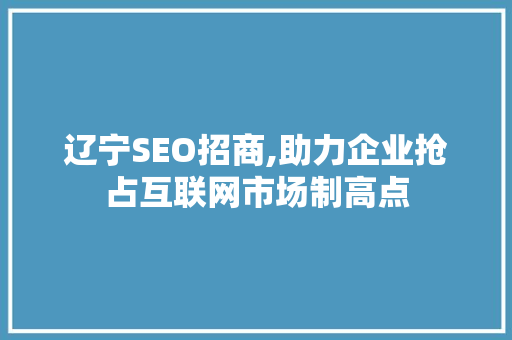 辽宁SEO招商,助力企业抢占互联网市场制高点