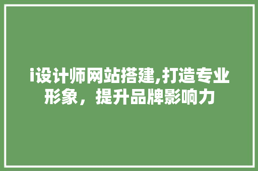 i设计师网站搭建,打造专业形象，提升品牌影响力 项目报告