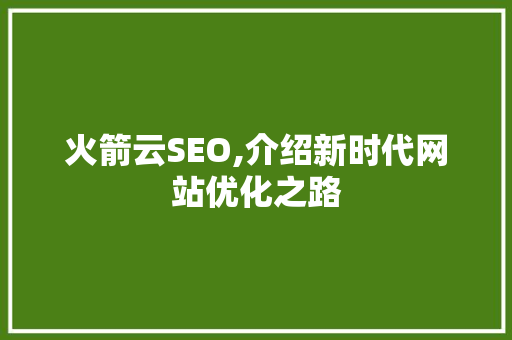 火箭云SEO,介绍新时代网站优化之路