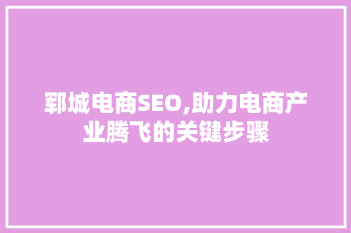 郓城电商SEO,助力电商产业腾飞的关键步骤