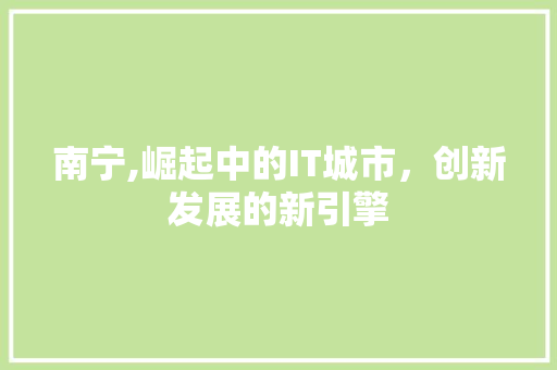 南宁,崛起中的IT城市，创新发展的新引擎
