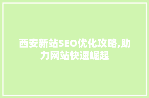 西安新站SEO优化攻略,助力网站快速崛起