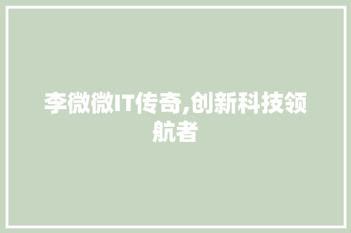 李微微IT传奇,创新科技领航者 MySQL