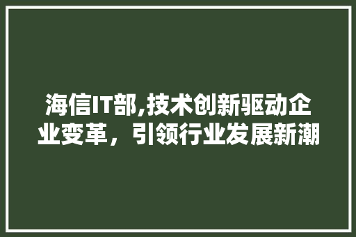 海信IT部,技术创新驱动企业变革，引领行业发展新潮流