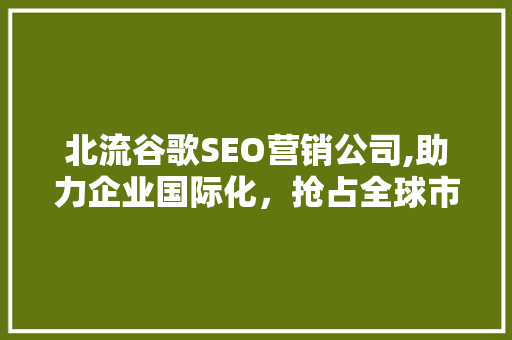 北流谷歌SEO营销公司,助力企业国际化，抢占全球市场先机