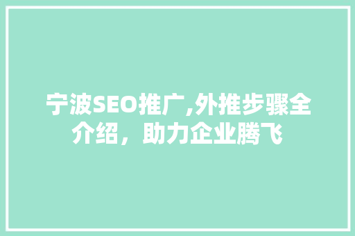 宁波SEO推广,外推步骤全介绍，助力企业腾飞