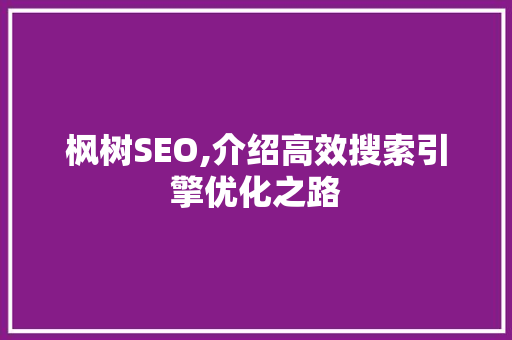 枫树SEO,介绍高效搜索引擎优化之路