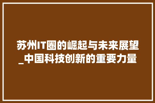 苏州IT圈的崛起与未来展望_中国科技创新的重要力量 网站建设