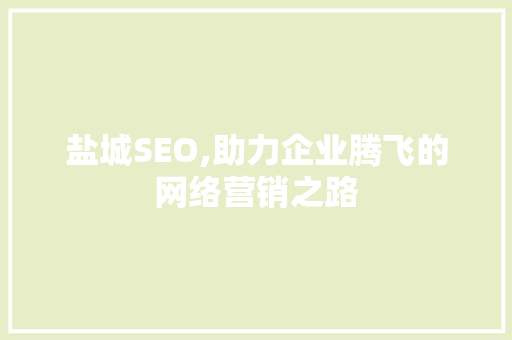 盐城SEO,助力企业腾飞的网络营销之路