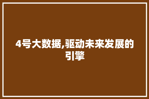 4号大数据,驱动未来发展的引擎 前端技术