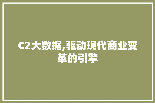 C2大数据,驱动现代商业变革的引擎 市场营销范文