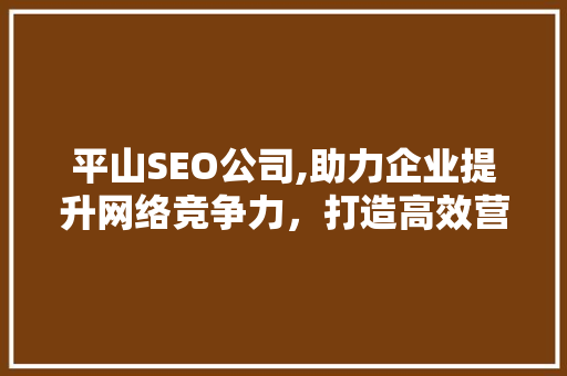 平山SEO公司,助力企业提升网络竞争力，打造高效营销步骤