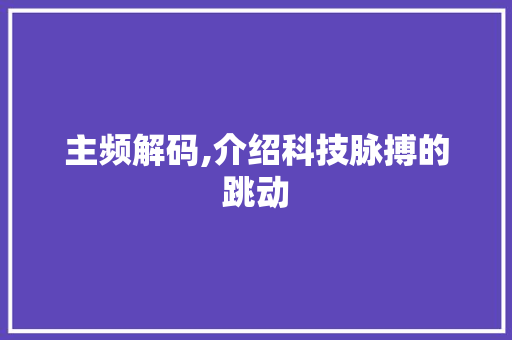 主频解码,介绍科技脉搏的跳动