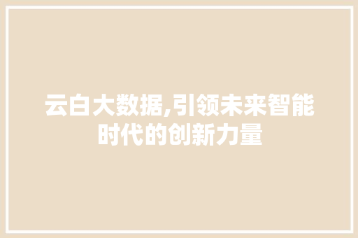 云白大数据,引领未来智能时代的创新力量