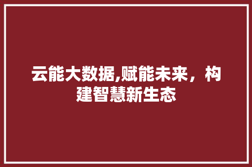 云能大数据,赋能未来，构建智慧新生态