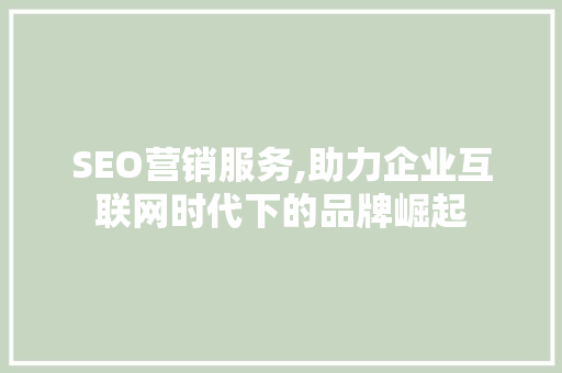 SEO营销服务,助力企业互联网时代下的品牌崛起