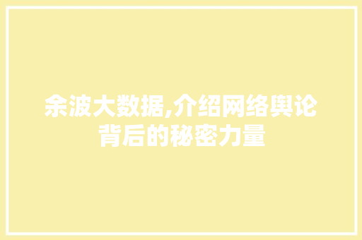 余波大数据,介绍网络舆论背后的秘密力量