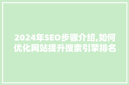 2024年SEO步骤介绍,如何优化网站提升搜索引擎排名