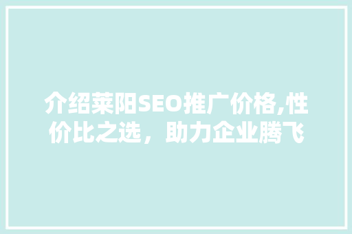 介绍莱阳SEO推广价格,性价比之选，助力企业腾飞