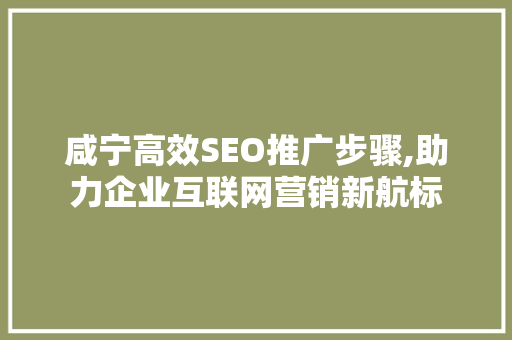 咸宁高效SEO推广步骤,助力企业互联网营销新航标
