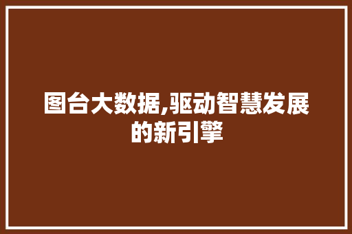 图台大数据,驱动智慧发展的新引擎 后端技术