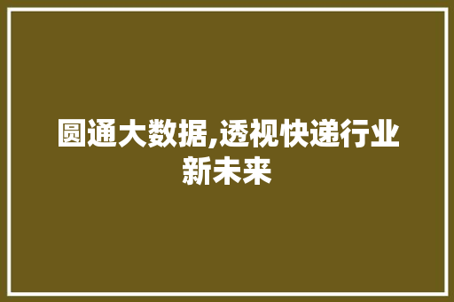 圆通大数据,透视快递行业新未来