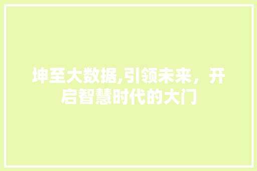 坤至大数据,引领未来，开启智慧时代的大门 前端技术