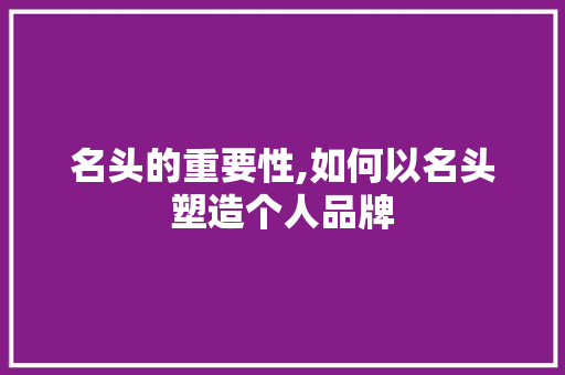 名头的重要性,如何以名头塑造个人品牌