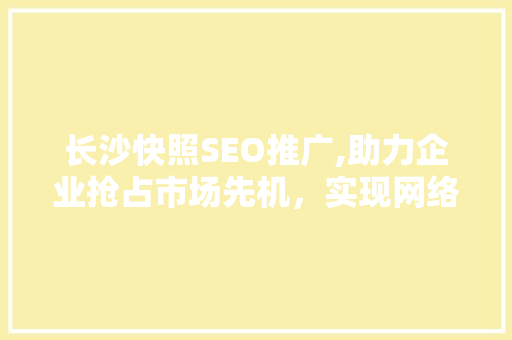 长沙快照SEO推广,助力企业抢占市场先机，实现网络营销突破