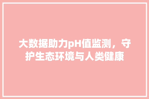 大数据助力pH值监测，守护生态环境与人类健康 项目报告