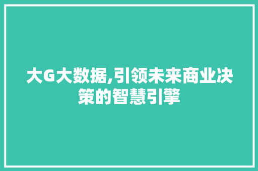 大G大数据,引领未来商业决策的智慧引擎 网站建设