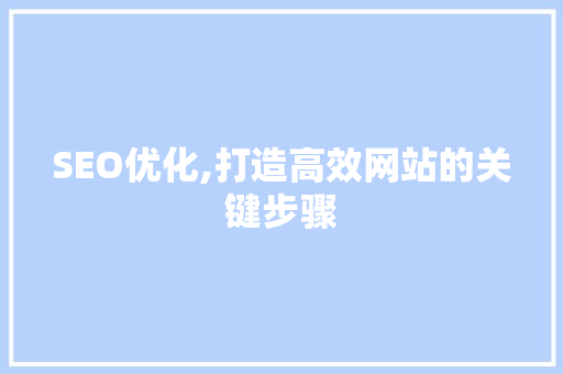 SEO优化,打造高效网站的关键步骤