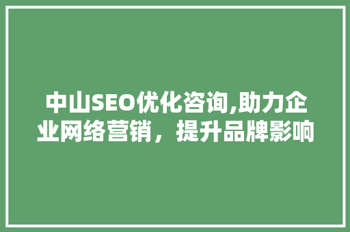 中山SEO优化咨询,助力企业网络营销，提升品牌影响力