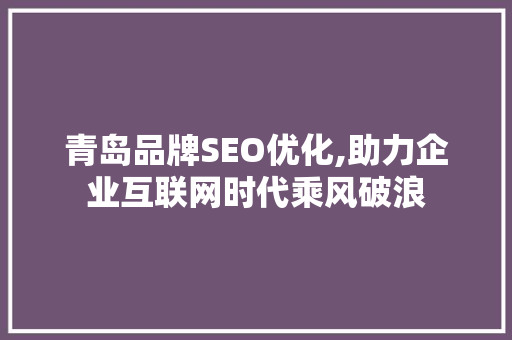 青岛品牌SEO优化,助力企业互联网时代乘风破浪
