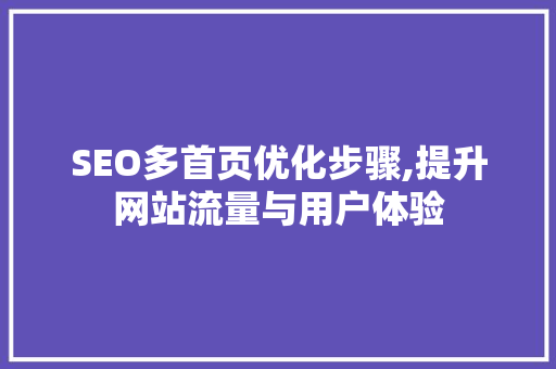 SEO多首页优化步骤,提升网站流量与用户体验