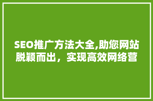 SEO推广方法大全,助您网站脱颖而出，实现高效网络营销