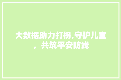 大数据助力打拐,守护儿童，共筑平安防线