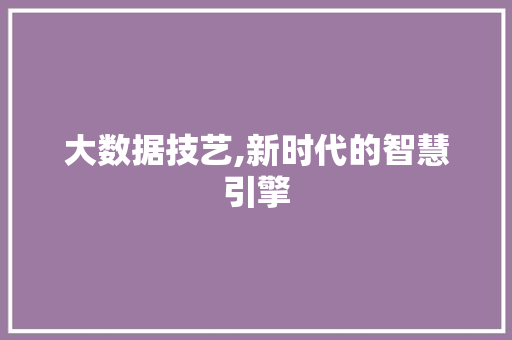 大数据技艺,新时代的智慧引擎 后端技术