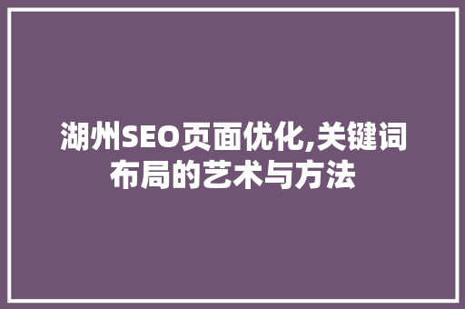 湖州SEO页面优化,关键词布局的艺术与方法