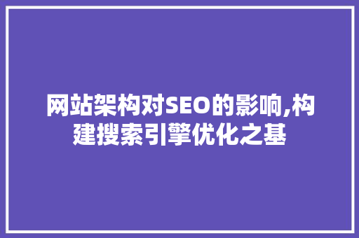 网站架构对SEO的影响,构建搜索引擎优化之基