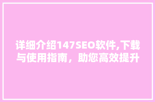 详细介绍147SEO软件,下载与使用指南，助您高效提升网站排名
