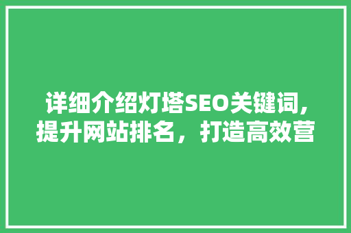 详细介绍灯塔SEO关键词,提升网站排名，打造高效营销步骤