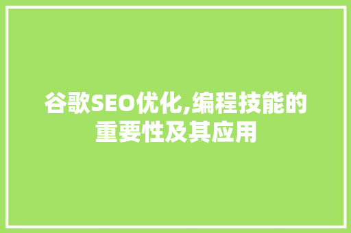 谷歌SEO优化,编程技能的重要性及其应用