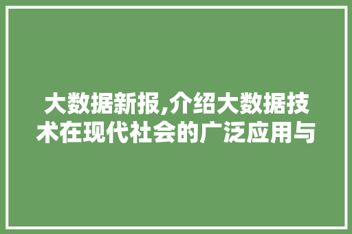 大数据新报,介绍大数据技术在现代社会的广泛应用与未来发展趋势 市场营销范文