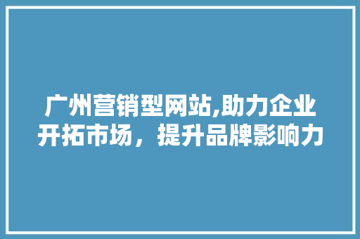 广州营销型网站,助力企业开拓市场，提升品牌影响力 网站建设