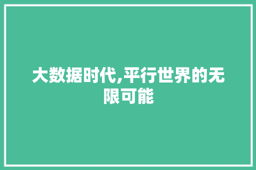 大数据时代,平行世界的无限可能 网站建设