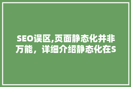 SEO误区,页面静态化并非万能，详细介绍静态化在SEO中的正确应用