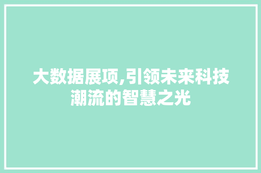 大数据展项,引领未来科技潮流的智慧之光 商务信函