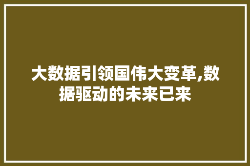 大数据引领国伟大变革,数据驱动的未来已来 MySQL