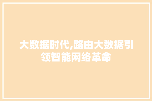 大数据时代,路由大数据引领智能网络革命 响应式设计